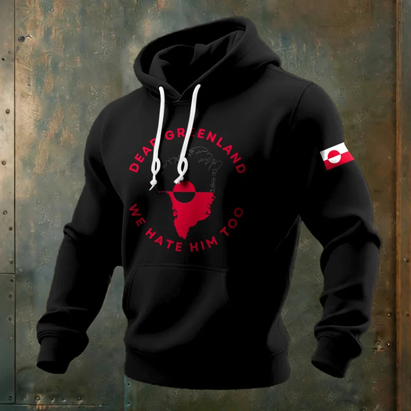Cardydony Men's Greenland Print Casual Hoodie