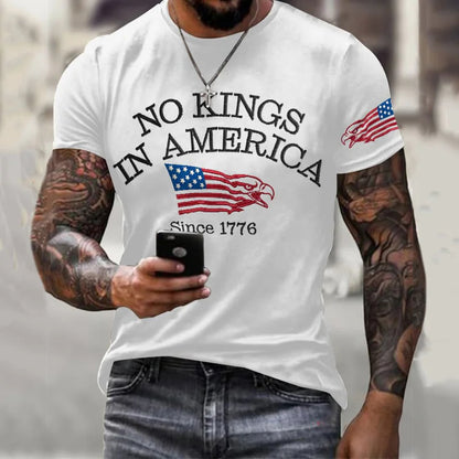 Cardydony Men's Retro No Kings In America Since 1776 Print T-shirt