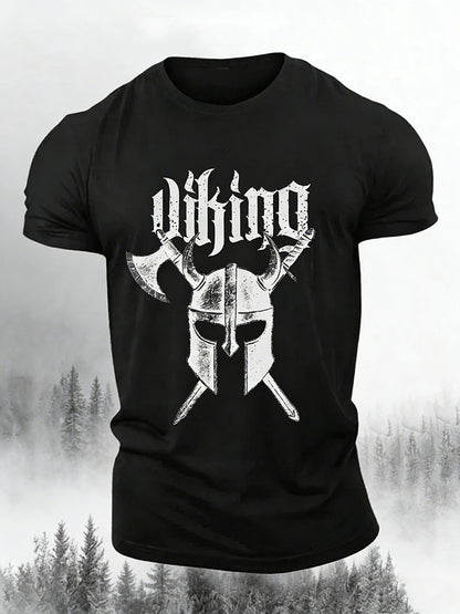 Cardydony Men's Retro Viking Print Comfortable Casual T-shirt