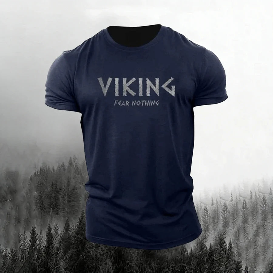 Cardydony Men's Retro Viking Print Short Sleeve T-shirt