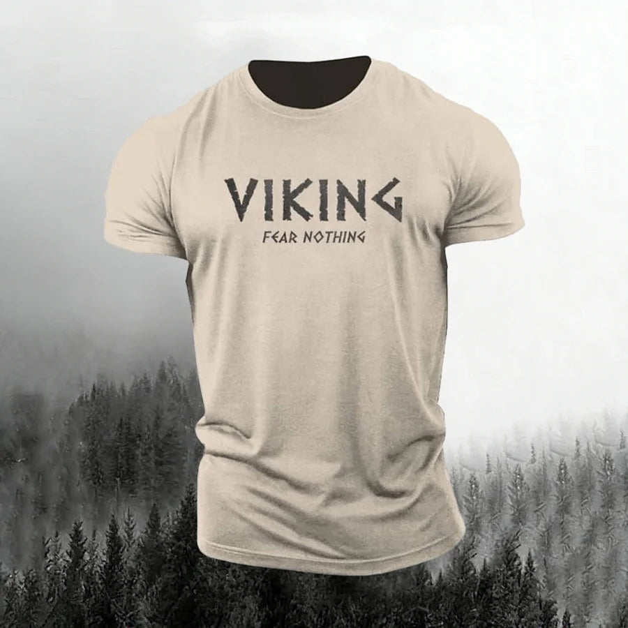 Cardydony Men's Retro Viking Print Short Sleeve T-shirt