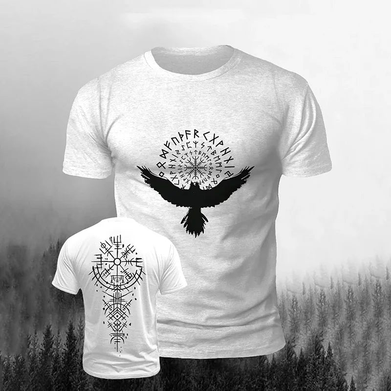 Cardydony Men's Viking Raven Print Short Sleeve T-shirt
