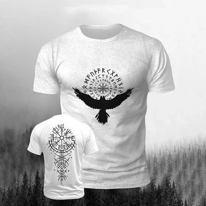 Cardydony Men's Viking Raven Print Short Sleeve T-shirt