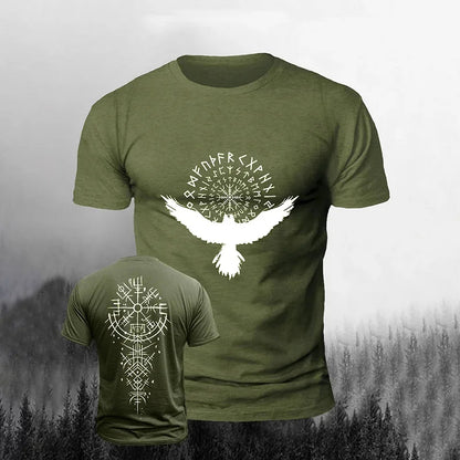 Cardydony Men's Viking Raven Print Short Sleeve T-shirt
