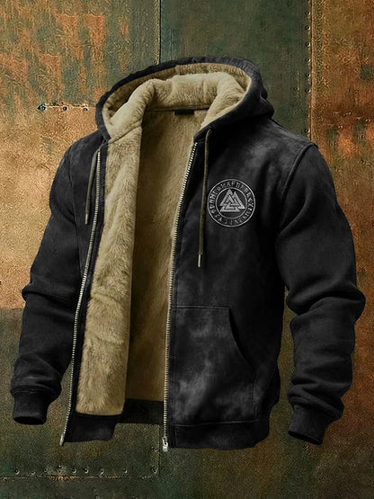 Cardydony Men's Viking Style Nordic Vegvisir Pattern Zipper Jacket