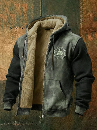 Cardydony Men's Viking Style Nordic Vegvisir Pattern Zipper Jacket