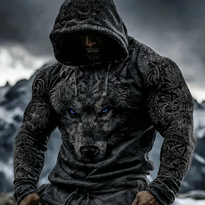 Cardydony Men's Viking Wolf With Celtic Knot Hooded