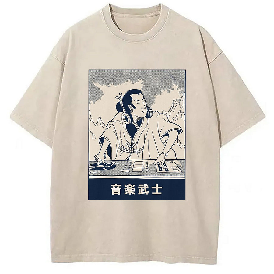Cardydony Musical Samurai Japanese Washed T-shirt