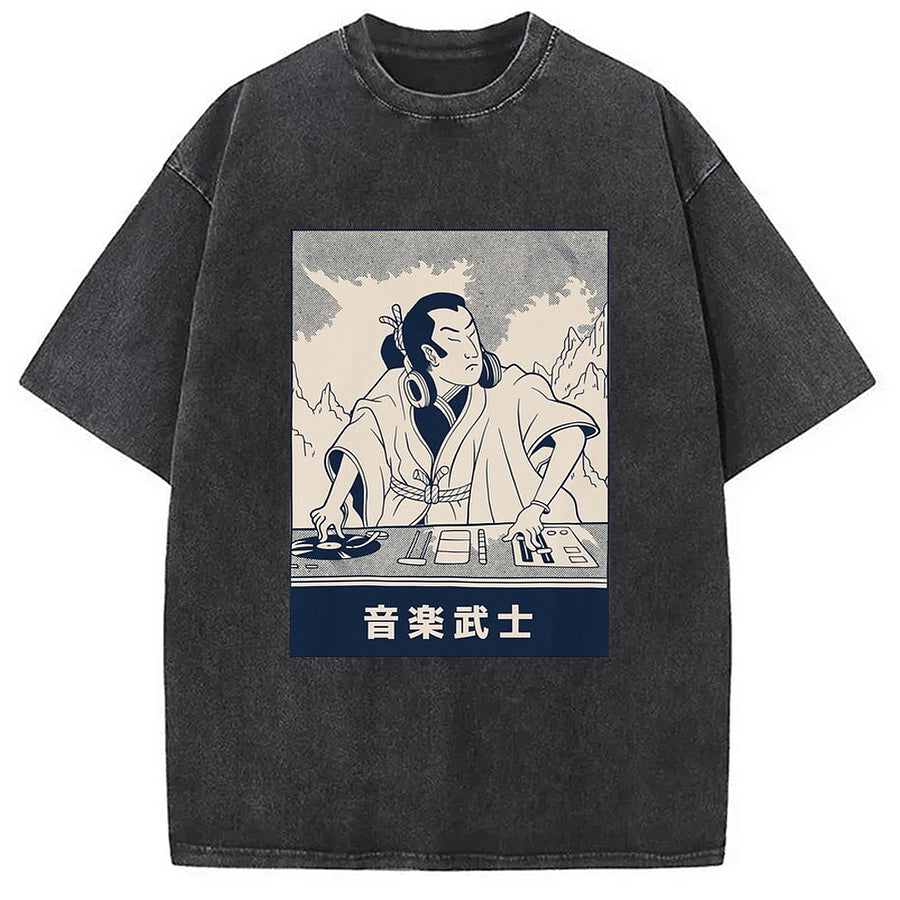 Cardydony Musical Samurai Japanese Washed T-shirt