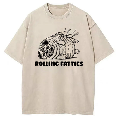 Cardydony Rolling Fatties Dog Funny Pug Meme Washed T-shirt