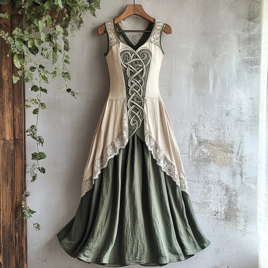 Cardydony Viking Tribal Celtic Knot Art Lace Tank Dress