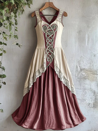 Cardydony Viking Tribal Celtic Knot Art Lace Tank Dress