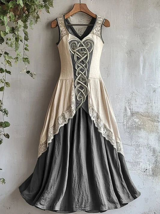 Cardydony Viking Tribal Celtic Knot Art Lace Tank Dress
