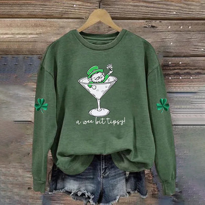 Cardydony Women's A Wee Bit Tipsy! Saint Patrick's Day Heart Sweatshirt