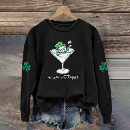 Cardydony Women's A Wee Bit Tipsy! Saint Patrick's Day Heart Sweatshirt