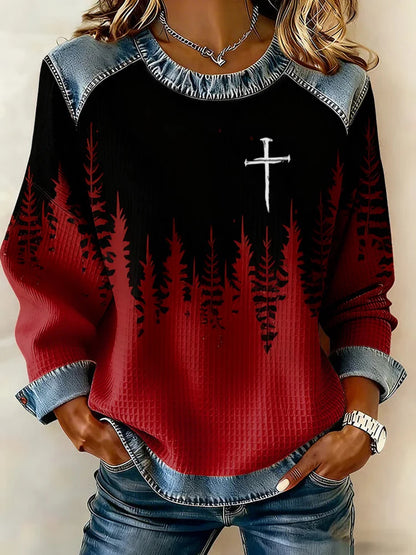 Cardydony Women's Christmas Faith Print Sweatshirt