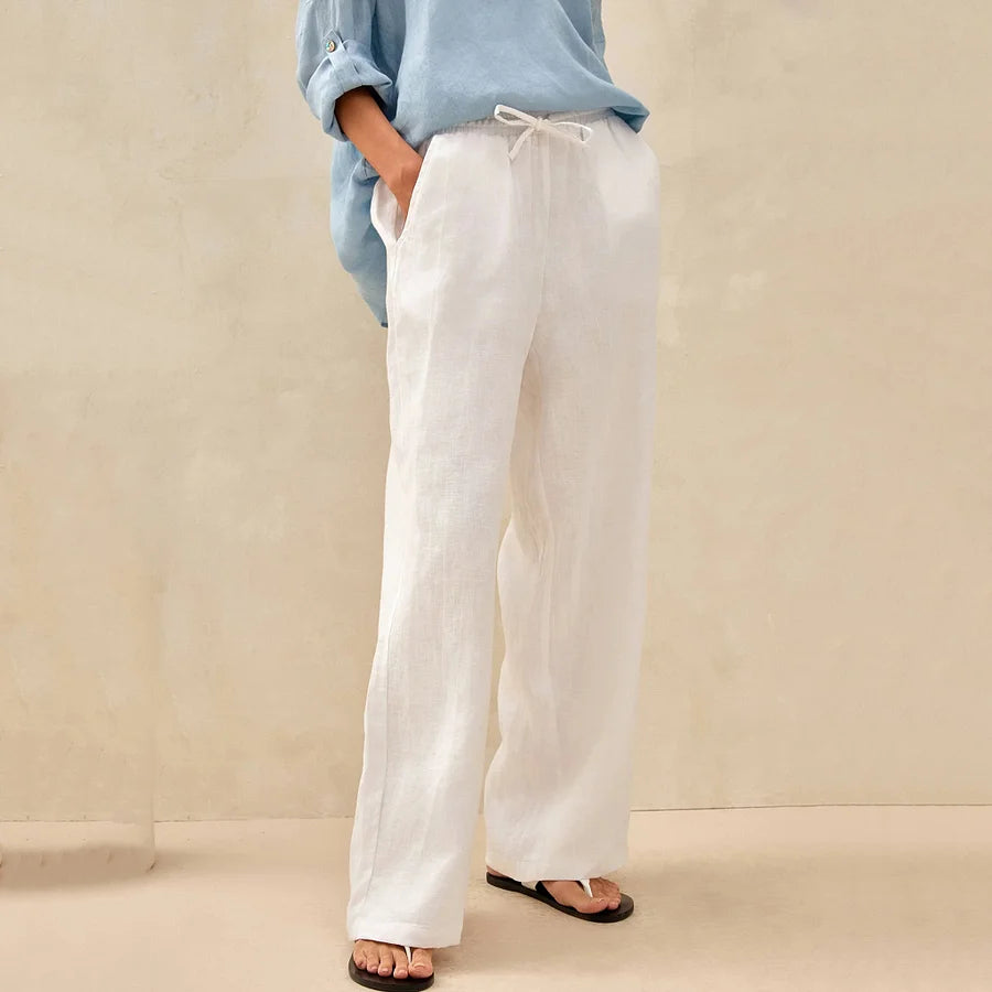 Cardydony Women's Solid Color Cotton And Linen Casual Pants
