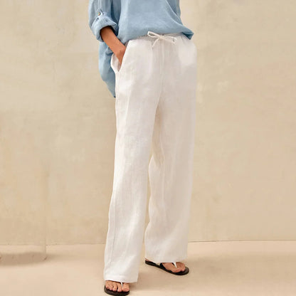 Cardydony Women's Solid Color Cotton And Linen Casual Pants