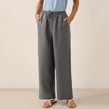 Cardydony Women's Solid Color Cotton And Linen Casual Pants