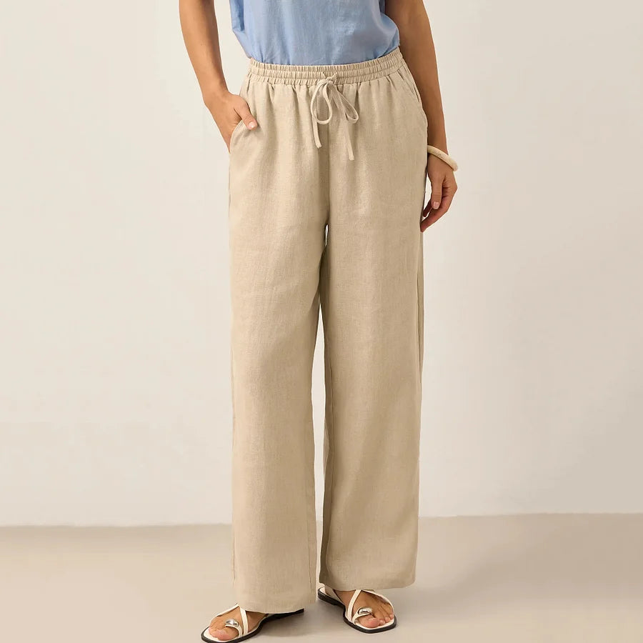 Cardydony Women's Solid Color Cotton And Linen Casual Pants