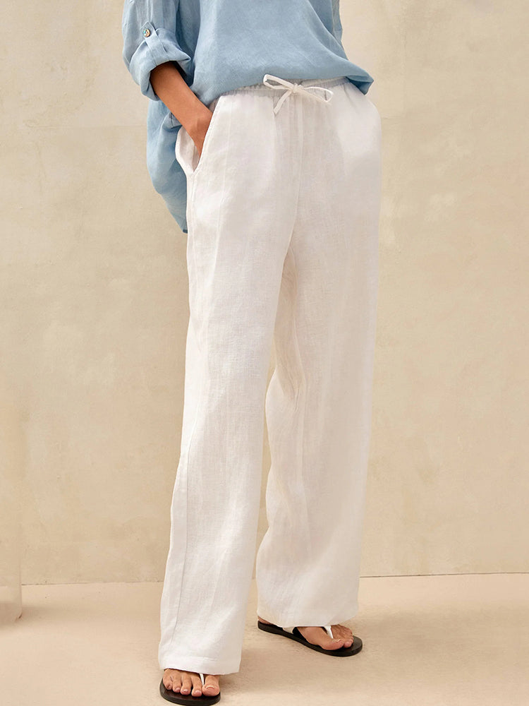 Cardydony Women's Solid Color Cotton And Linen Casual Pants