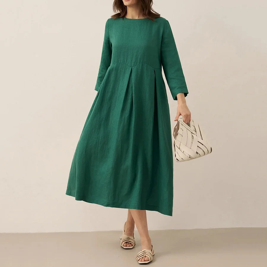 Cardydony Women's Solid Color Cotton And Linen Classic Dress