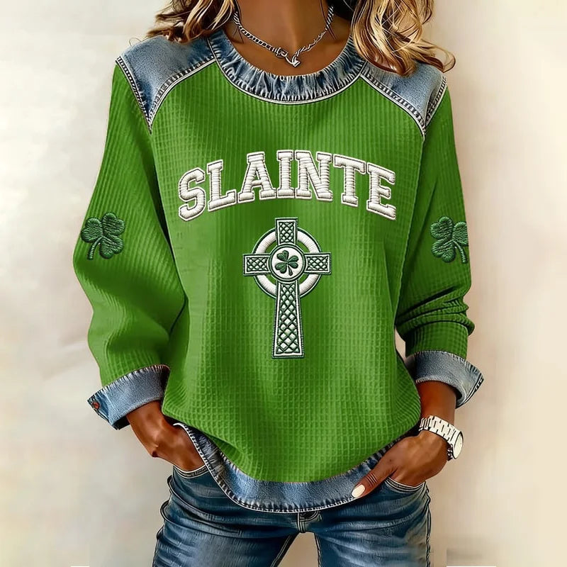 Cardydony Women's St. Patrick's Day Print Crew Neck Casual Sweatshirt