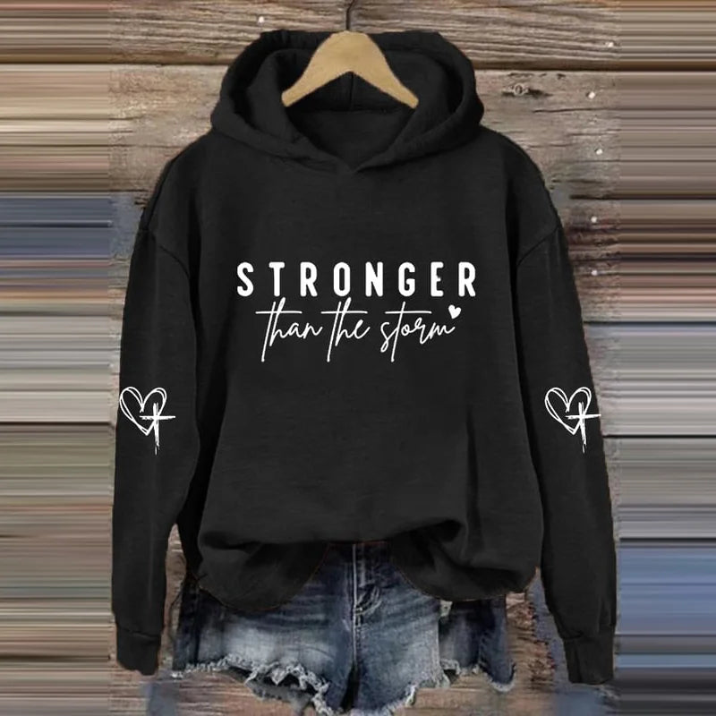 Cardydony Women's Stronger Than The Storm Printed Hoodie