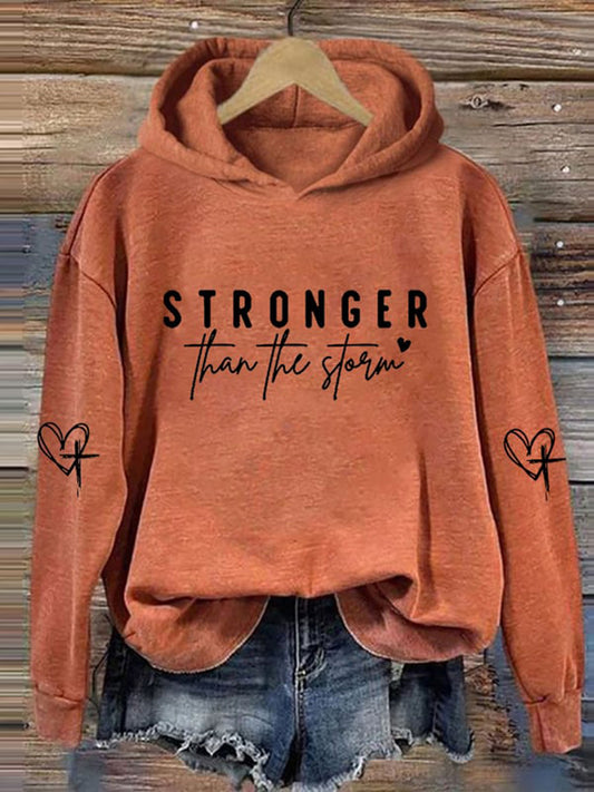 Cardydony Women's Stronger Than The Storm Printed Hoodie