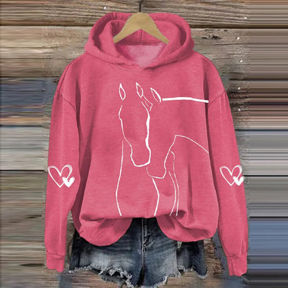Cardydony Women's Valentine's Day Cute Pony Casual Hoodie
