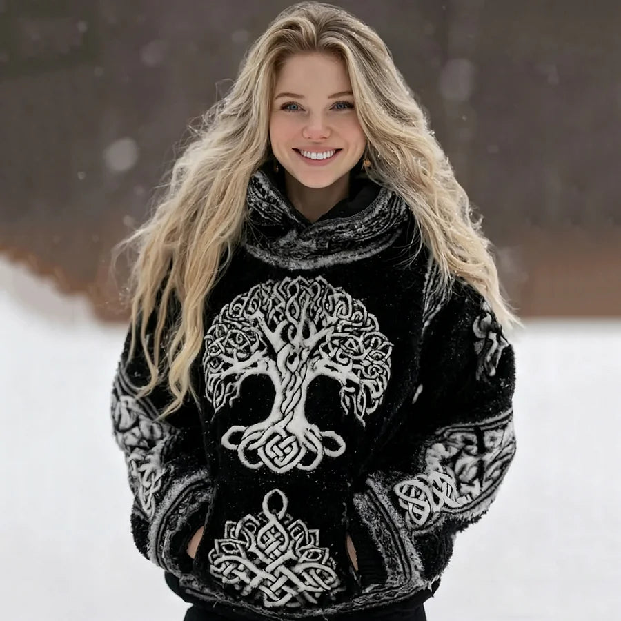 Cardydony Women's Viking Vintage Celtic Tree Of Life Cozy Casual Hooded