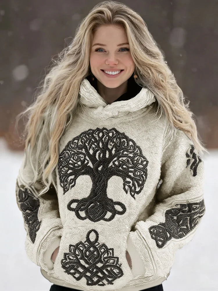 Cardydony Women's Viking Vintage Celtic Tree Of Life Cozy Casual Hooded