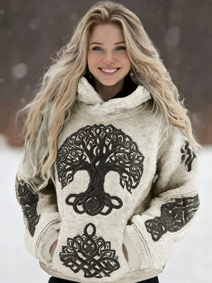 Cardydony Women's Viking Vintage Celtic Tree Of Life Cozy Casual Hooded