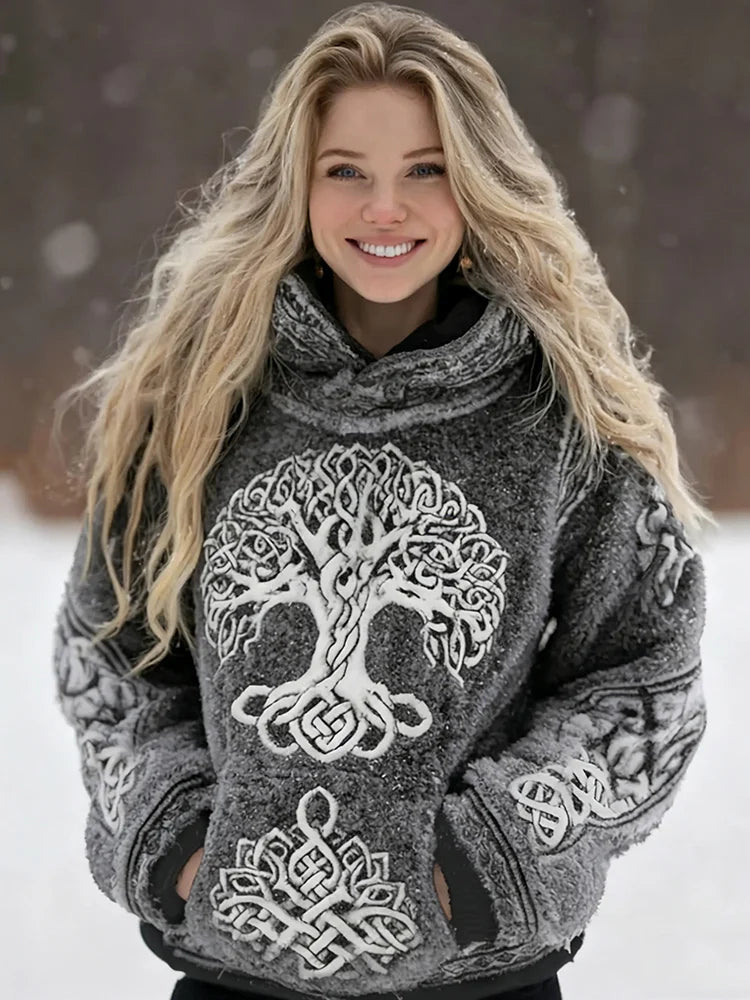 Cardydony Women's Viking Vintage Celtic Tree Of Life Cozy Casual Hooded