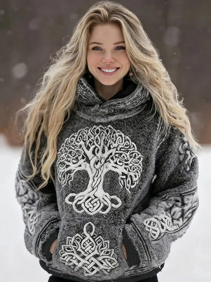 Cardydony Women's Viking Vintage Celtic Tree Of Life Cozy Casual Hooded