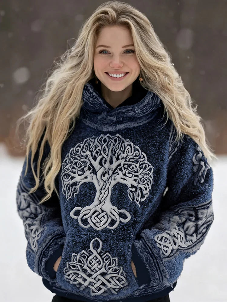 Cardydony Women's Viking Vintage Celtic Tree Of Life Cozy Casual Hooded