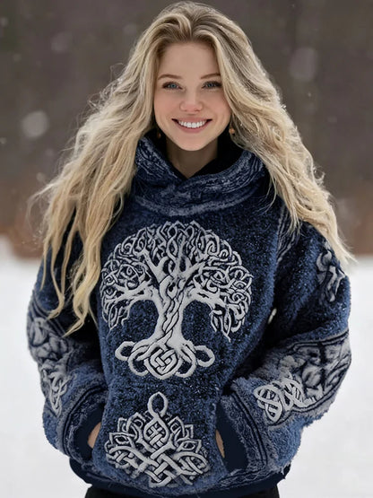 Cardydony Women's Viking Vintage Celtic Tree Of Life Cozy Casual Hooded