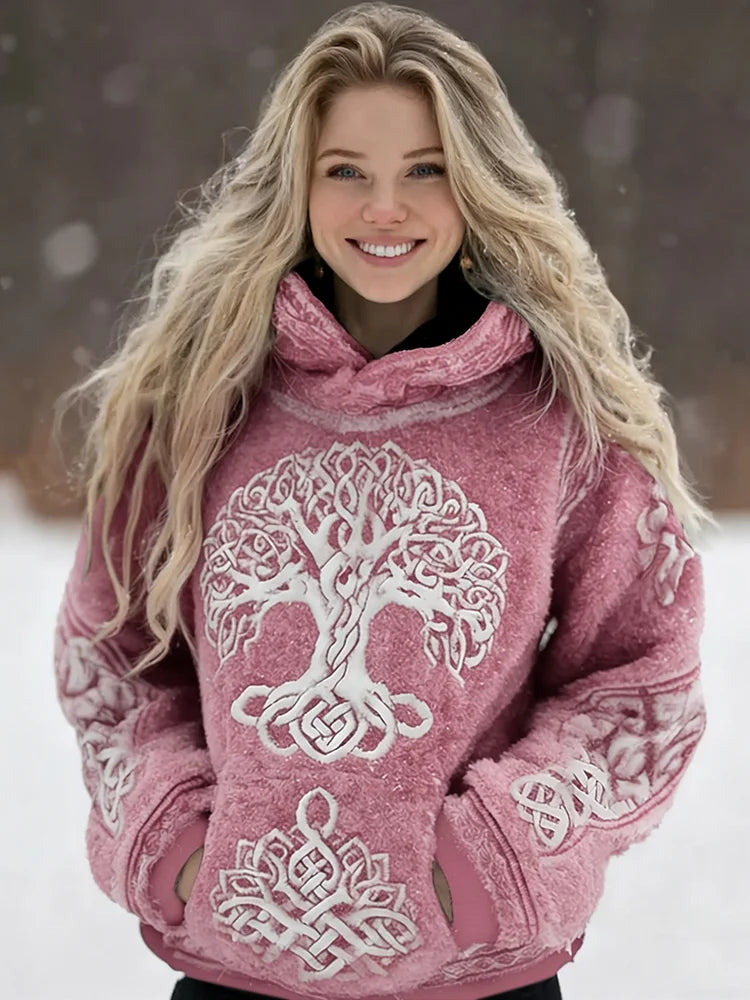 Cardydony Women's Viking Vintage Celtic Tree Of Life Cozy Casual Hooded