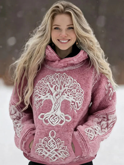 Cardydony Women's Viking Vintage Celtic Tree Of Life Cozy Casual Hooded