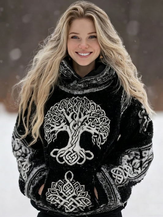 Cardydony Women's Viking Vintage Celtic Tree Of Life Cozy Casual Hooded