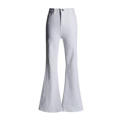Cardydony Women's High-Waisted White Flared Jeans with Sleek Stretch Fit