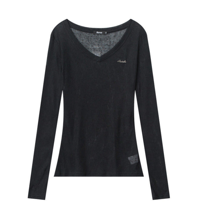 Cardydony Women's Sheer Ribbed Long Sleeve Top | Y2K Essential