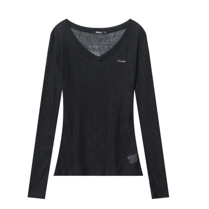 Cardydony Women's Sheer Ribbed Long Sleeve Top | Y2K Essential