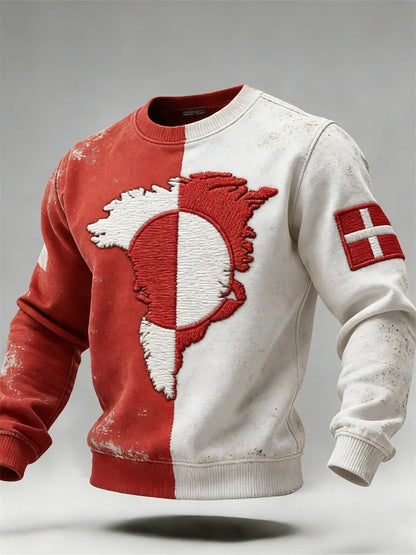 Cardydony Greenland Map & Flags Contrast Color Sweatshirt