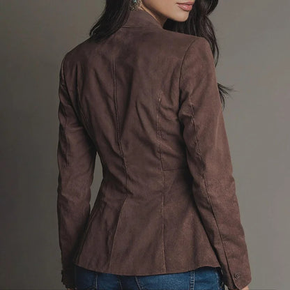 Cardydony Vintage Premium Lapel Waisted Suede Blazer
