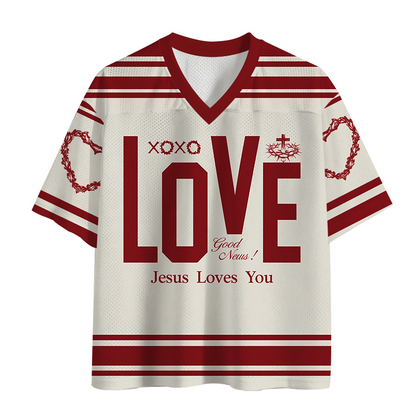 Cardydony Men's Jesus loves you Mesh Jersey