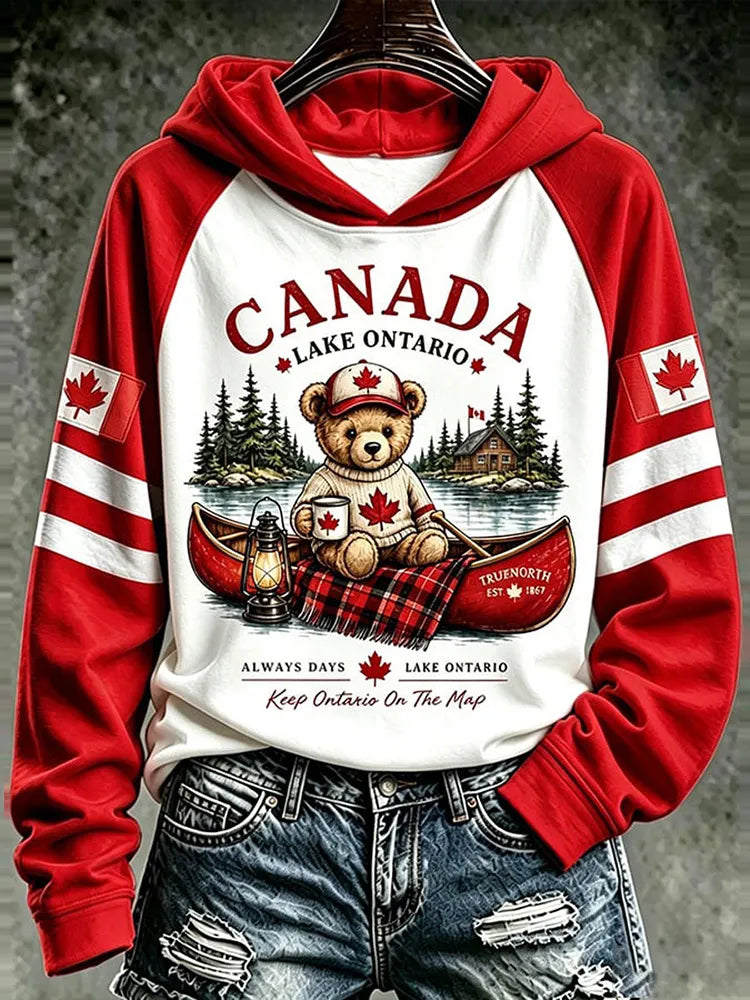 Cardydony Women's Canada Lake Ontario Printed Casual Hoodie