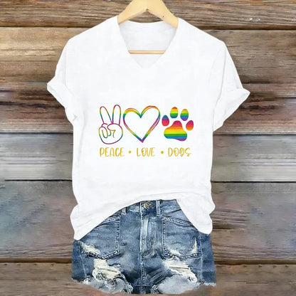 Cardydony Peace And Dogs Color Printed T-shirt