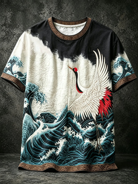 Cardydony Men's Japanese Art Tie-dye Design Short-sleeve T-shirt