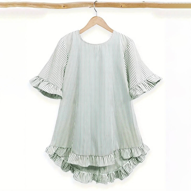 Cardydony Women's Striped Crew Neck Loose Shirt